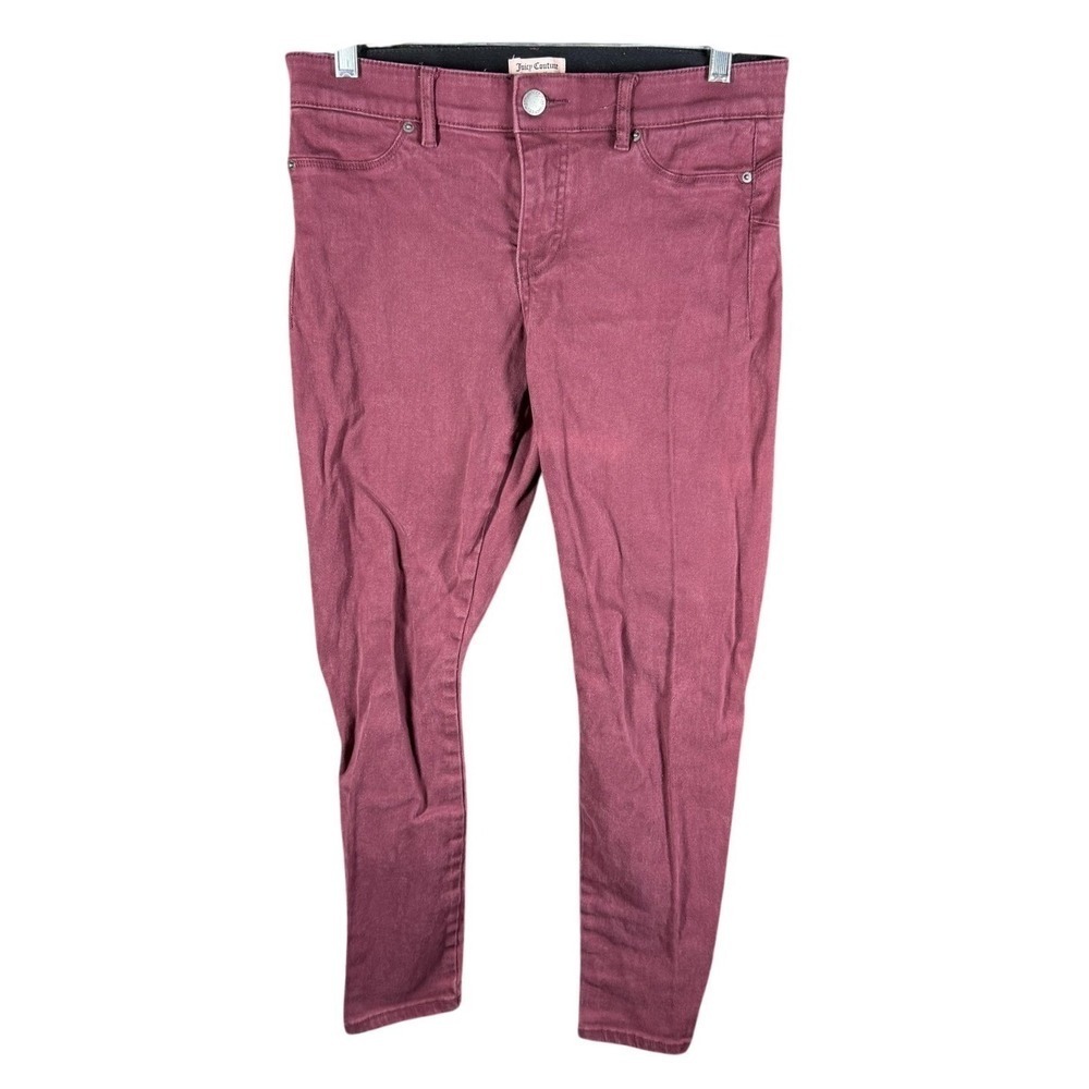 Juicy Couture Skinny Pants Women Size 10 Burgundy Low Rise Stretch